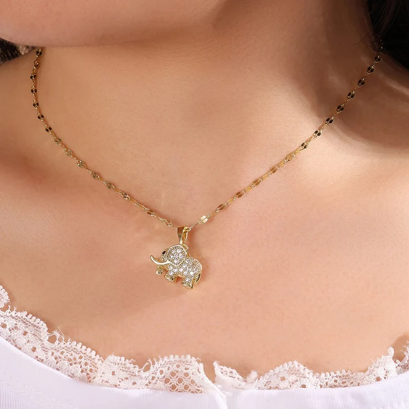 Collier Éléphant Strass