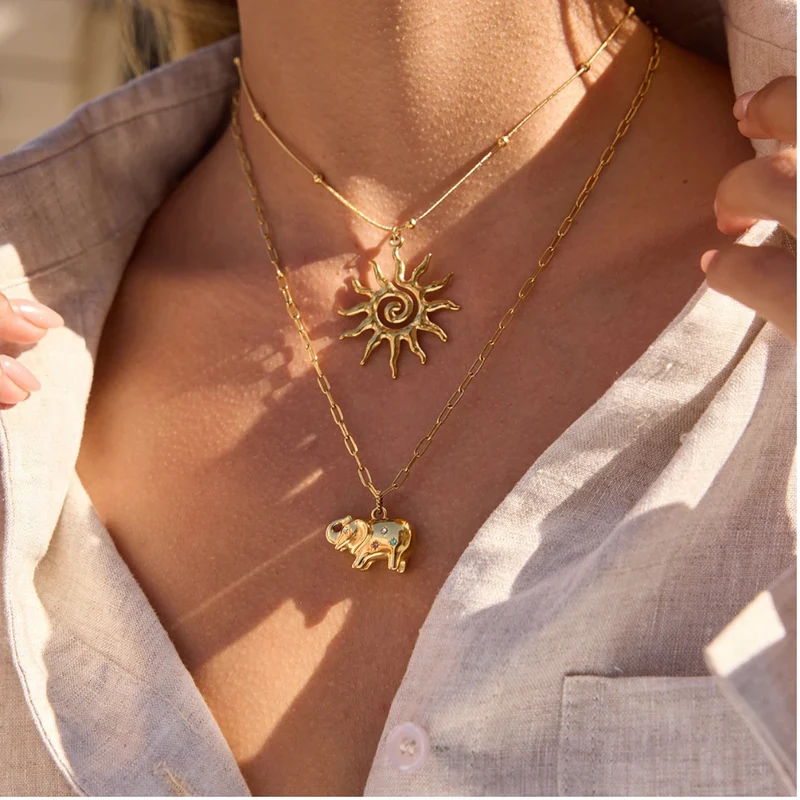 Collier Éléphant Strass Couleurs
