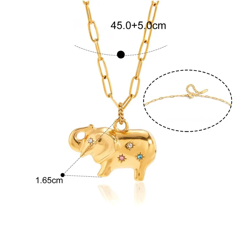 Collier Éléphant Strass Couleurs