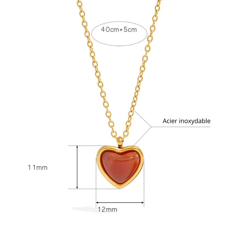 Collier Coeur Résine Rouge