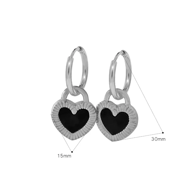 Boucles d'Oreilles Coeur Noir