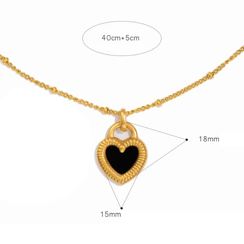 Collier Doré Coeur Noir