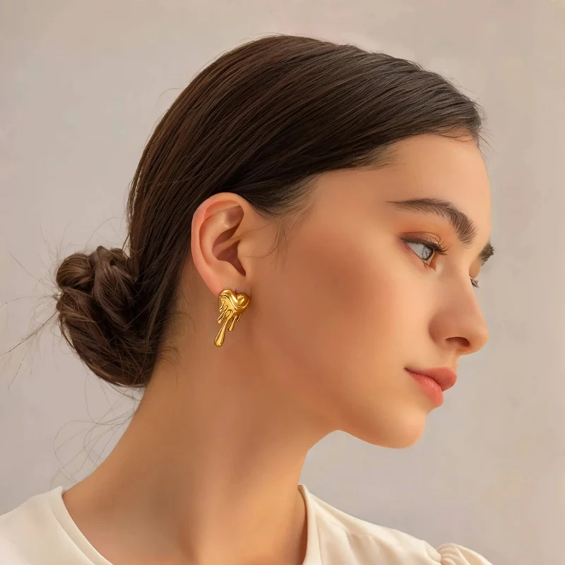 Boucles d'Oreilles Coeur Lave