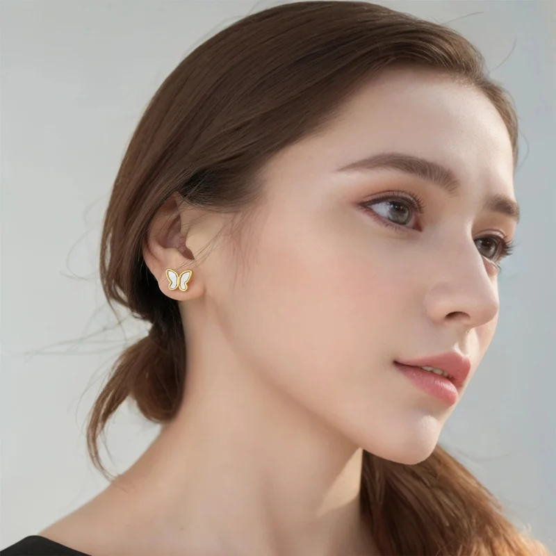 Boucles d'Oreilles Papillon Nacre