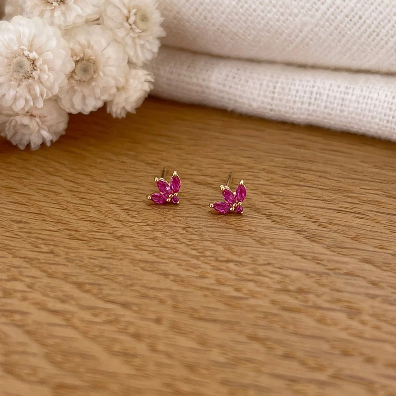 Boucles d'oreilles "Maelee" rose plaqué or