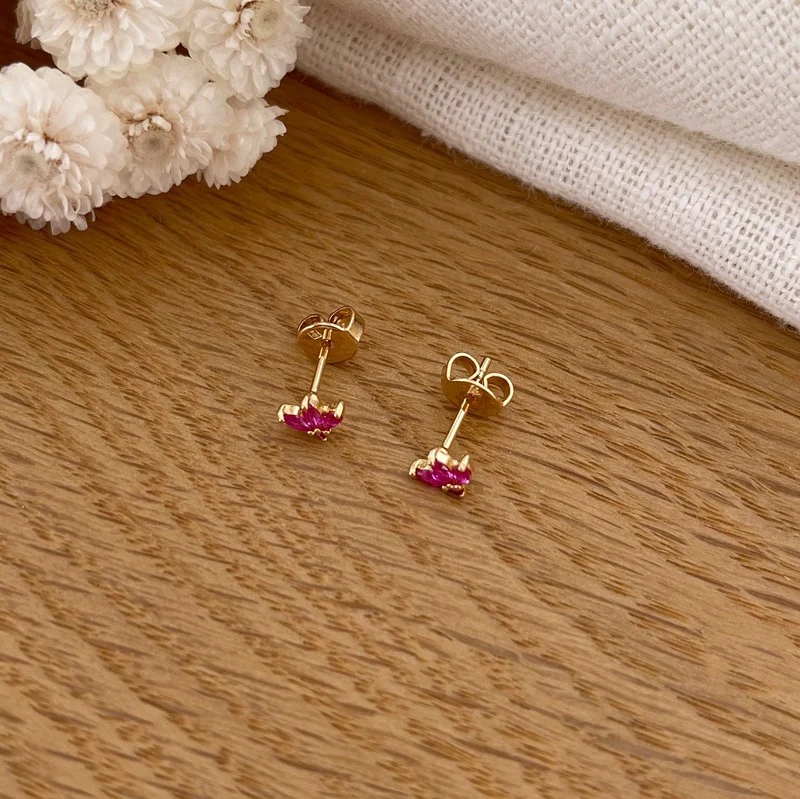 Boucles d'oreilles "Maelee" rose plaqué or