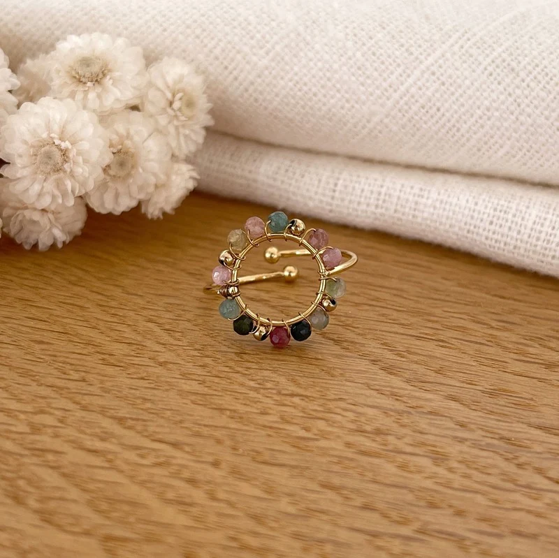Bague "Olympe" tourmaline acier