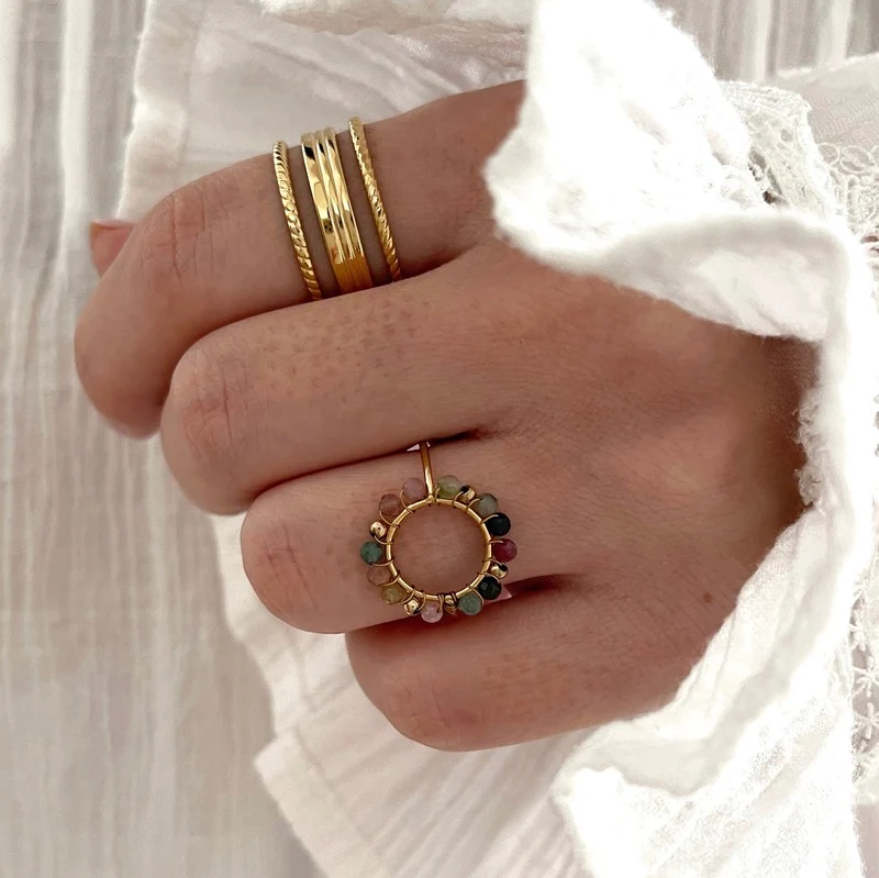 Bague "Olympe" tourmaline acier