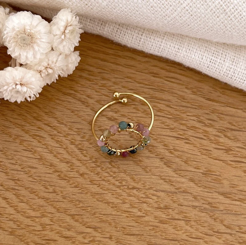 Bague "Olympe" tourmaline acier