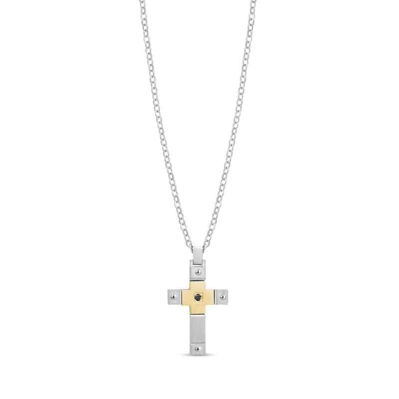 Pendentif croix moderne bicolore