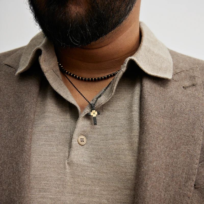 Pendentif croix moderne bicolore