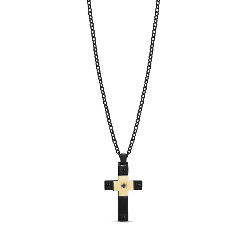 Pendentif croix moderne bicolore