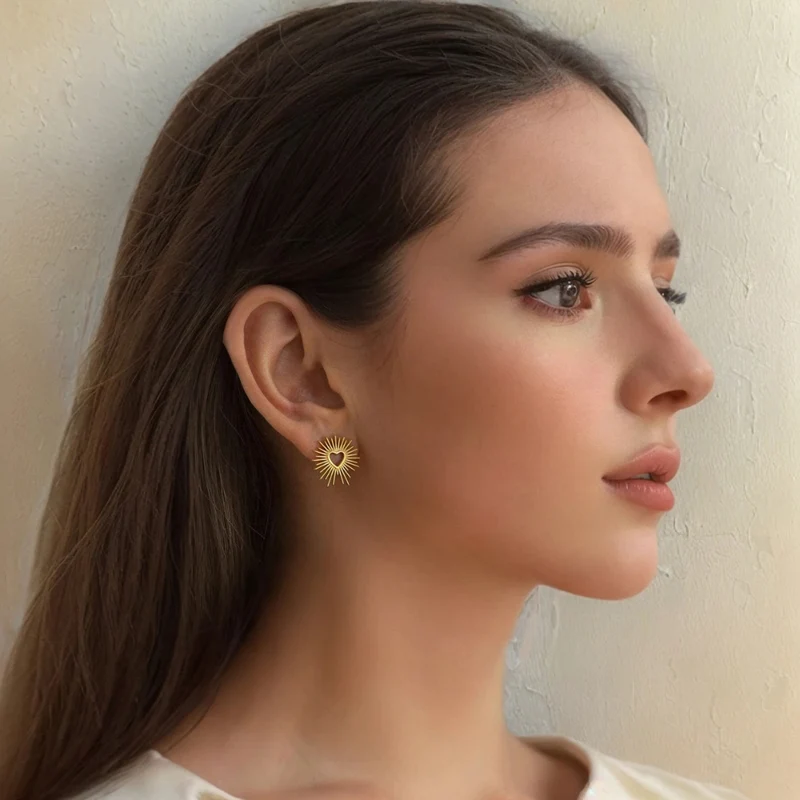 Boucles d'Oreilles Coeur Soleil