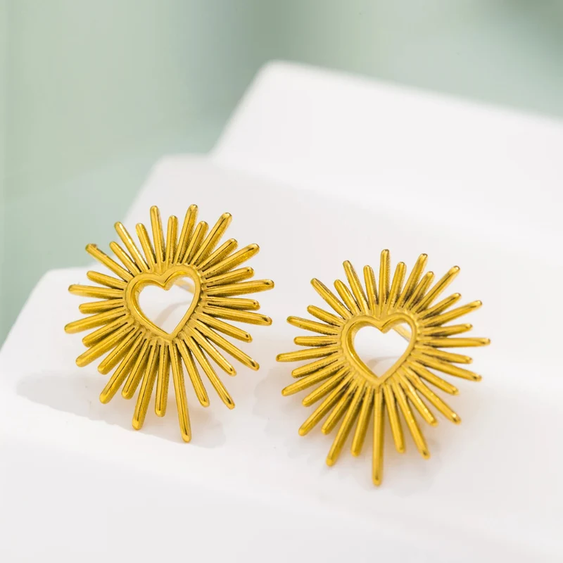 Boucles d'Oreilles Coeur Soleil