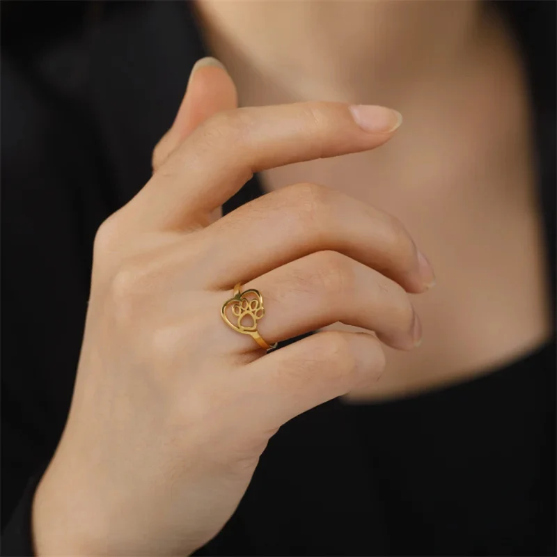 Bague Patte de Chien Coeur
