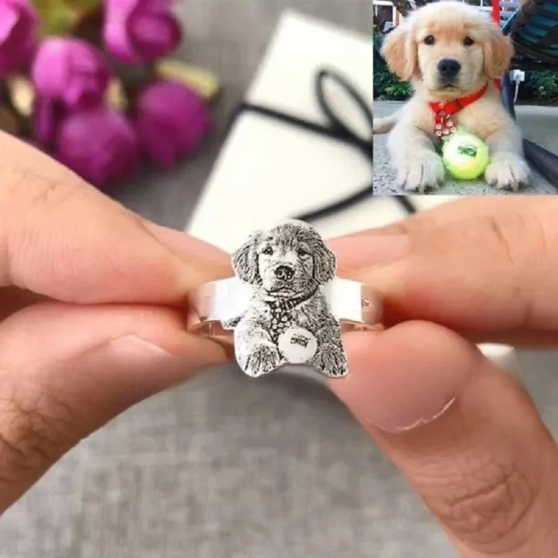 Bague Chien Photo Personnalisable