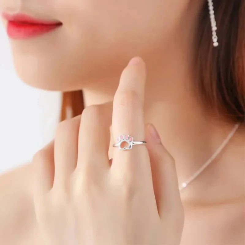 Bague Patte de Chien Rose