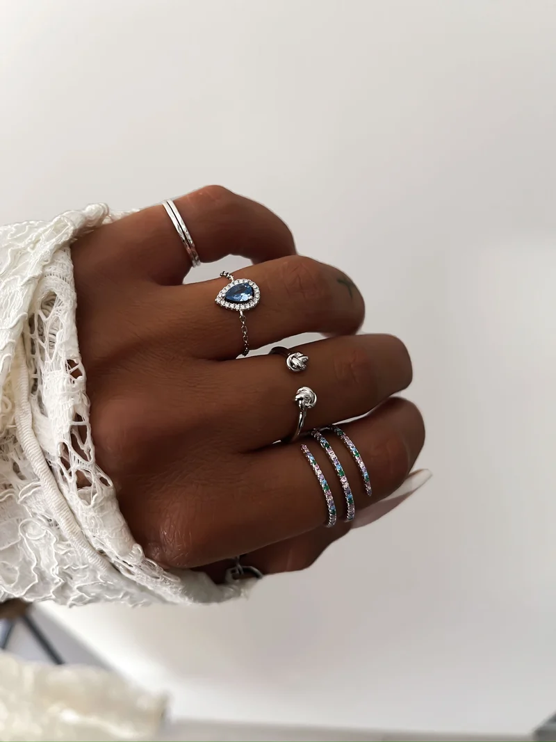 BAGUE "JAIPUR COLOR REGLABLE" ARGENT