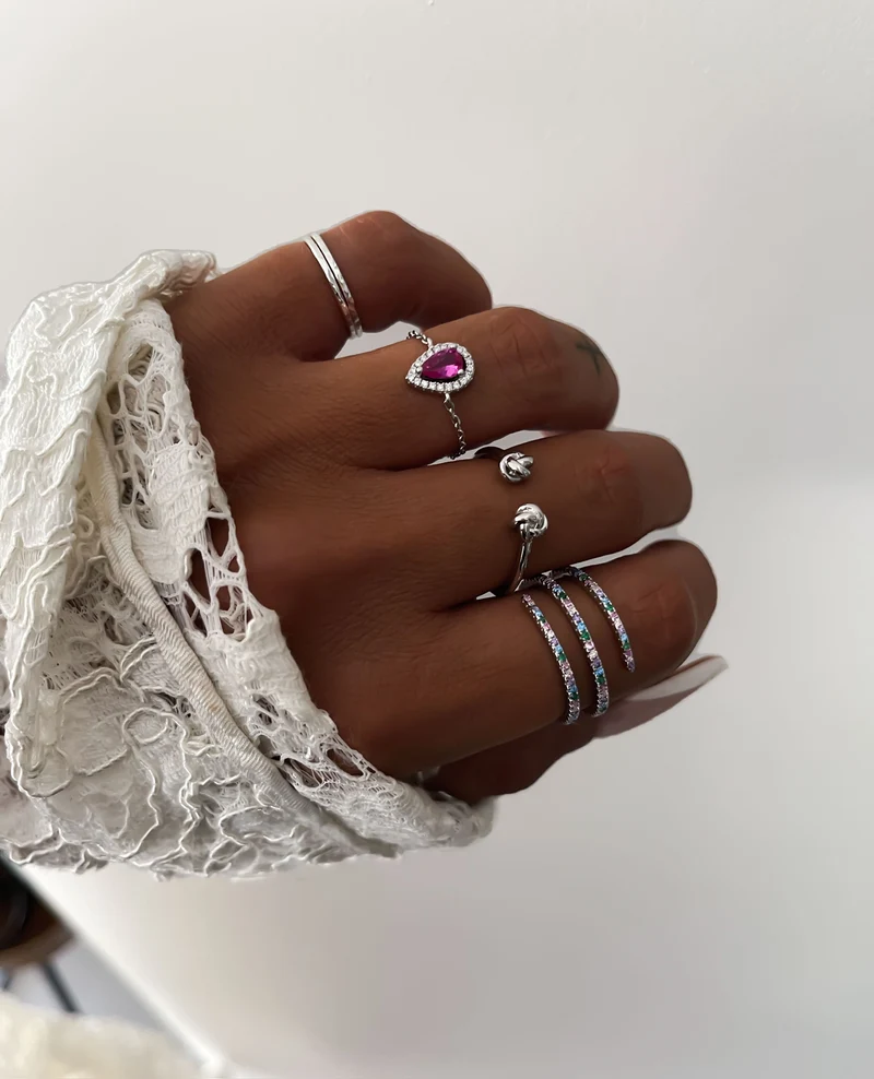 BAGUE "JAIPUR COLOR REGLABLE" ARGENT