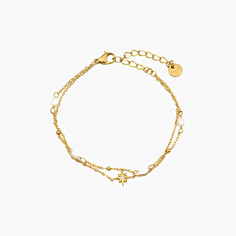 Bracelet Perlé Superposé Étoile Octogonale