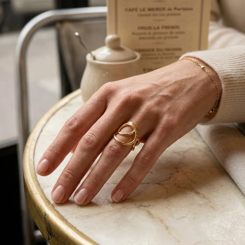 Bague Spirale Fluide Au Design Raffiné