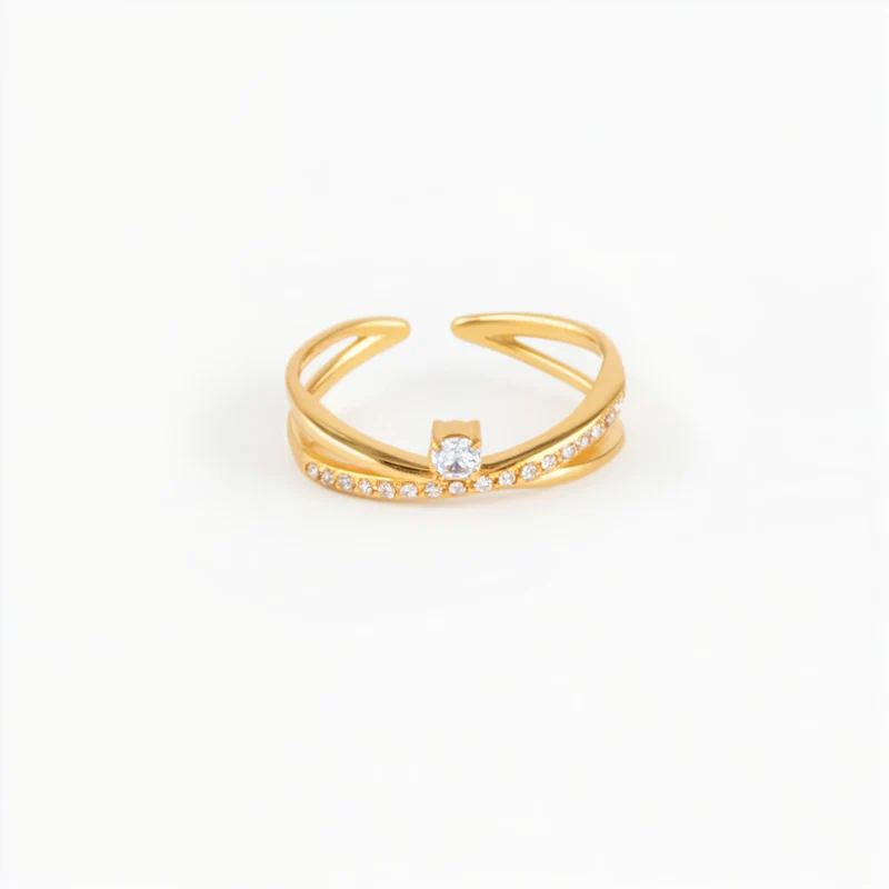 Bague Ouverte Simple Et Raffinée Avec Des Strass