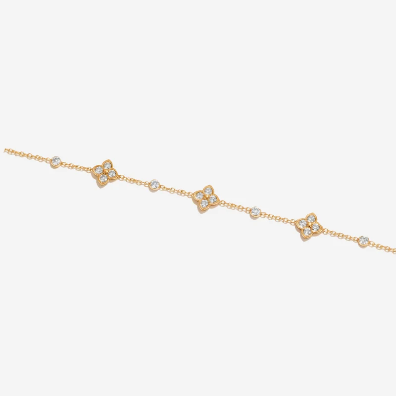 Bracelet Style Trèfle À Quatre Feuilles Incrusté De Strass