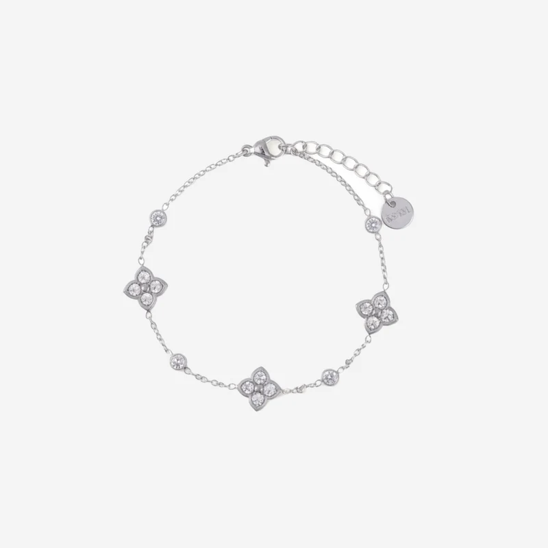 Bracelet Style Trèfle À Quatre Feuilles Incrusté De Strass