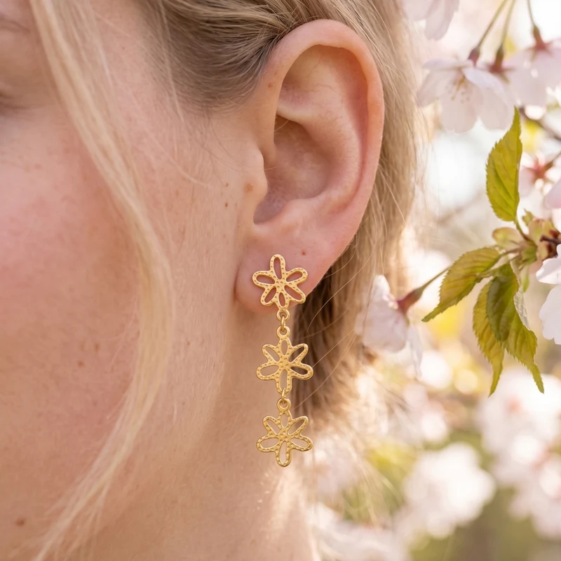 Boucles d’Oreilles Fleur Ajourée Élégante