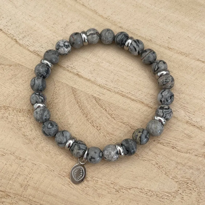 Bracelet "Peter" agate grise acier