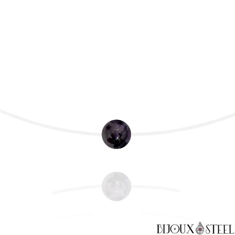 Collier à perle de gabbro merlinite sur fil de nylon