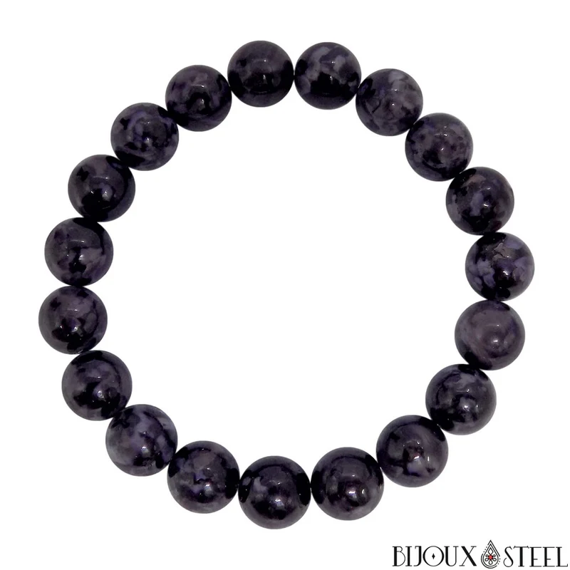 Bracelet en perles de gabbro merlinite 10mm