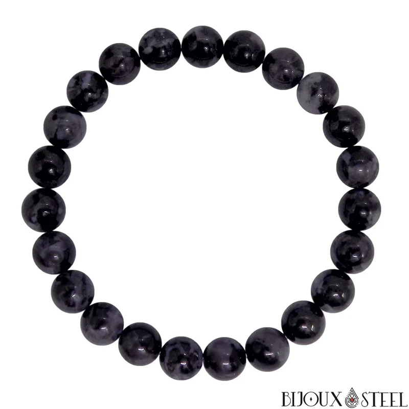 Bracelet en perles de gabbro merlinite 8mm