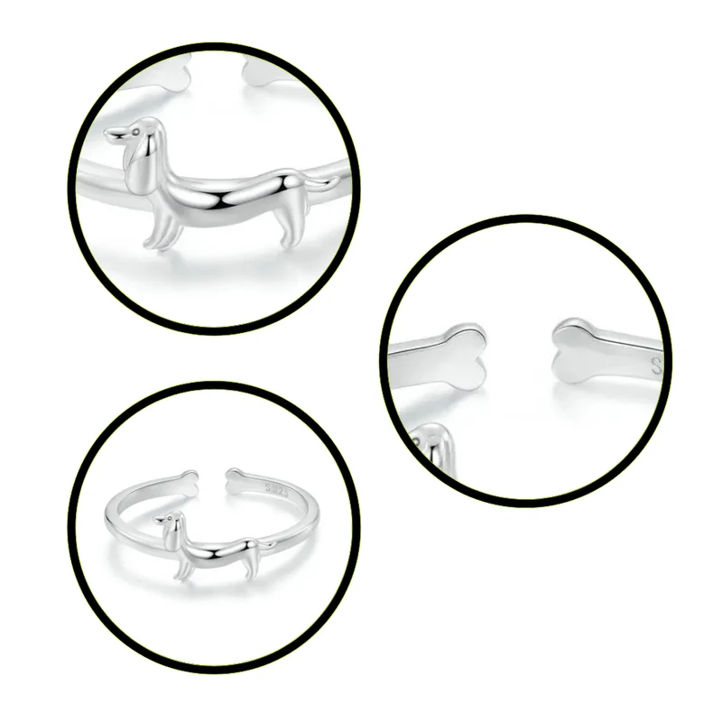 Bague Chien Simple Argent
