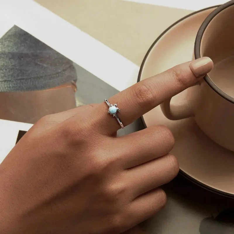 Bague Tortue Perle Bleue