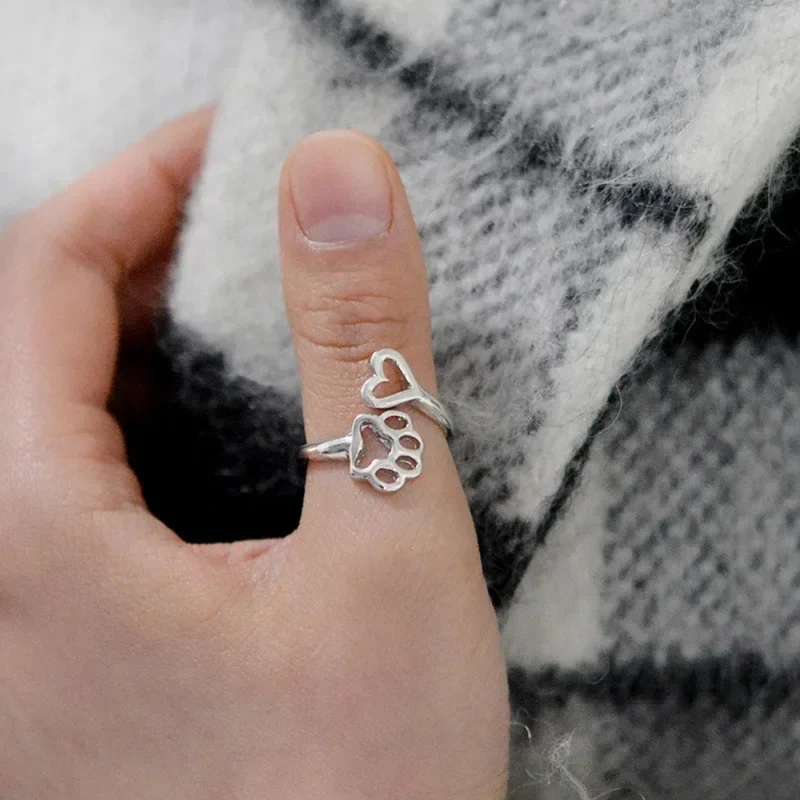 Bague Patte Chien Coeur