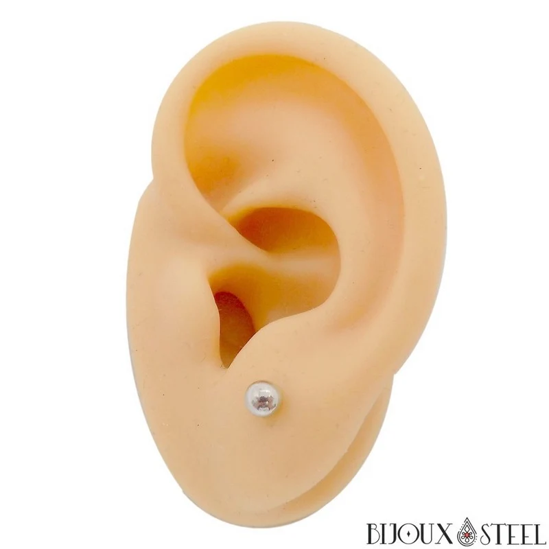 Boucles d'oreilles boules en acier inoxydable