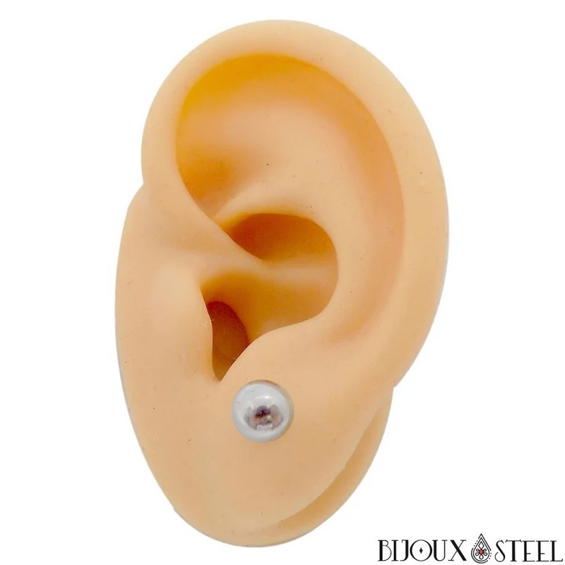 Boucles d'oreilles boules en acier inoxydable