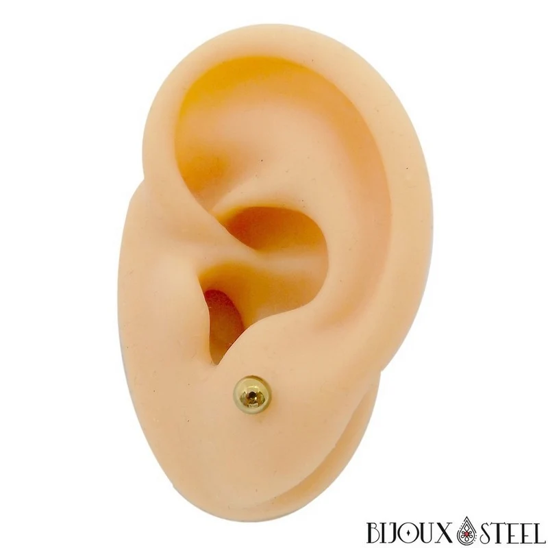 Boucles d'oreilles boules en acier inoxydable