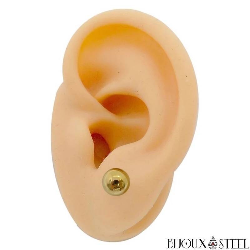 Boucles d'oreilles boules en acier inoxydable