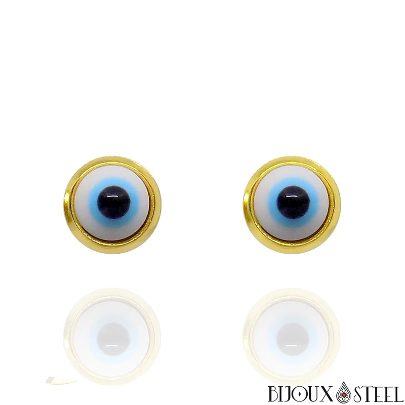 Boucles d'oreilles mauvais oeil en acier inoxydable