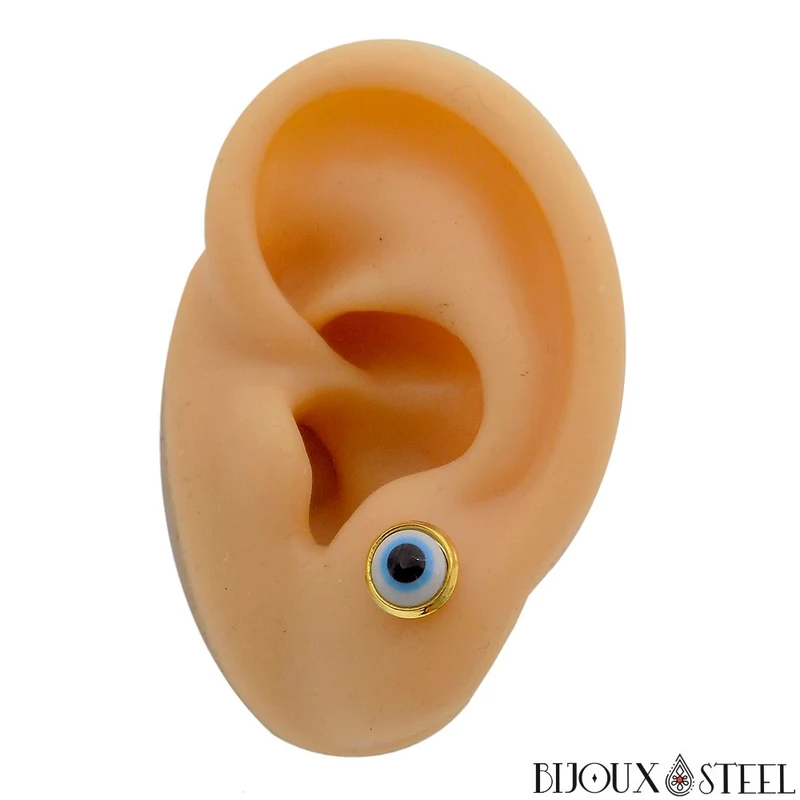 Boucles d'oreilles mauvais oeil en acier inoxydable