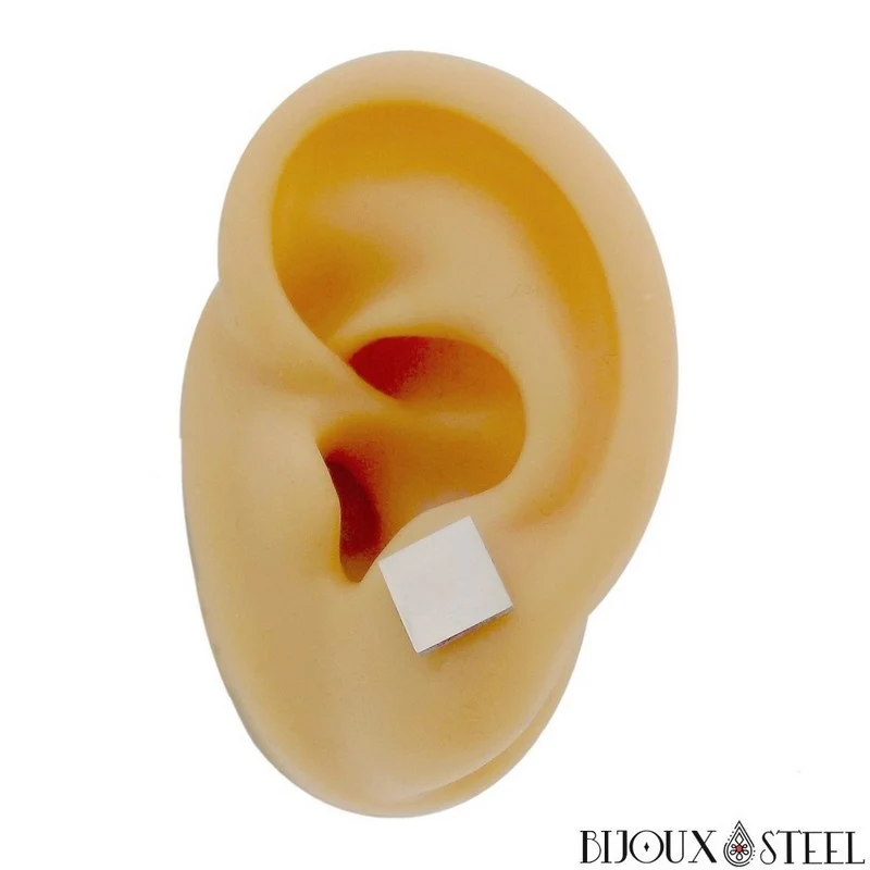 Boucles d'oreilles carrées en acier inoxydable