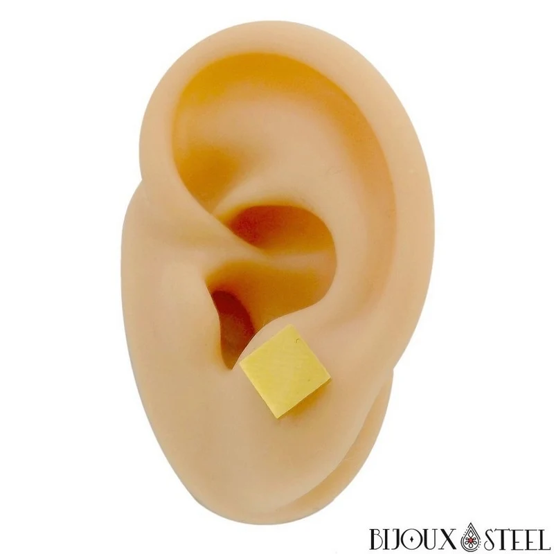 Boucles d'oreilles carrées en acier inoxydable