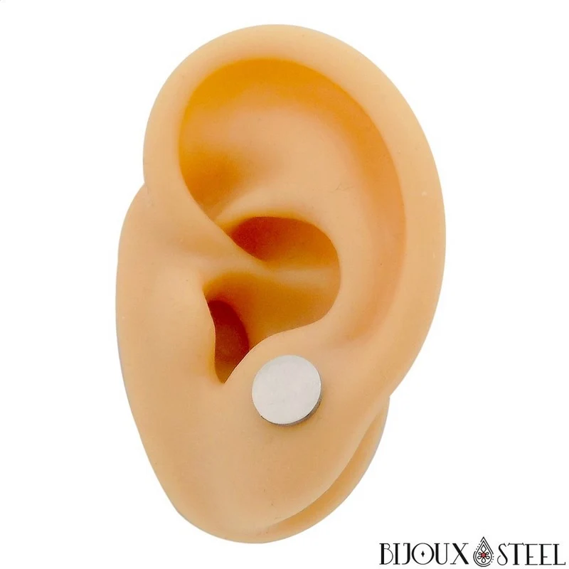 Boucles d'oreilles rondes en acier inoxydable