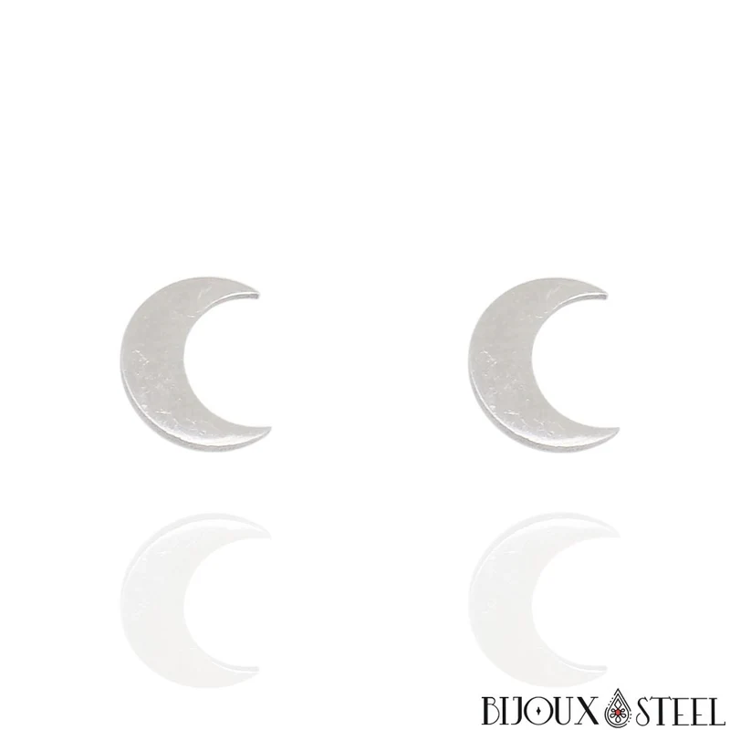 Boucles d'oreilles croissant de Lune en acier inoxydable