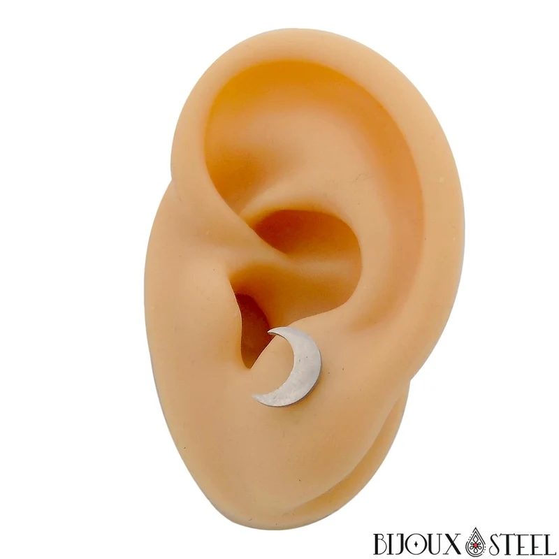 Boucles d'oreilles croissant de Lune en acier inoxydable