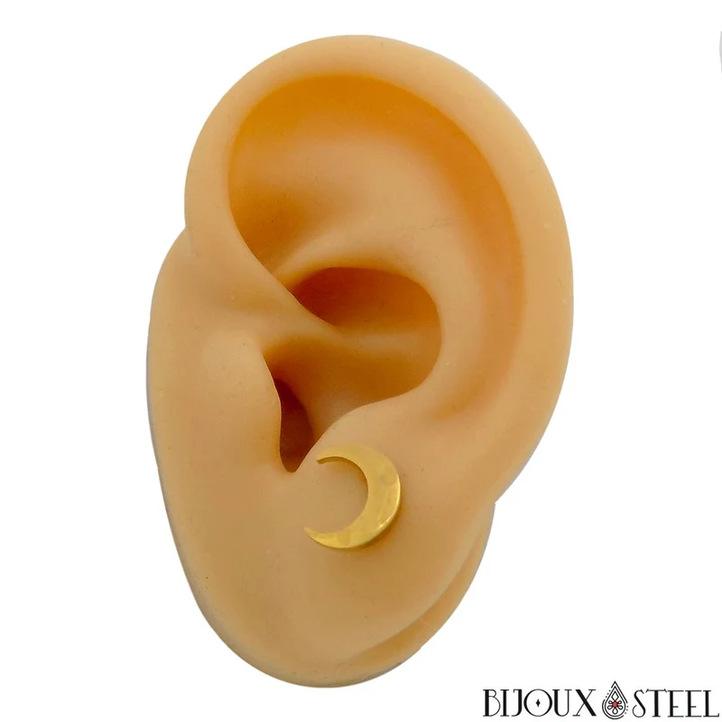 Boucles d'oreilles croissant de Lune en acier inoxydable