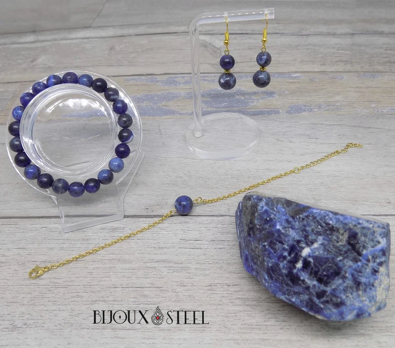 Bracelet en perles de sodalite 8mm