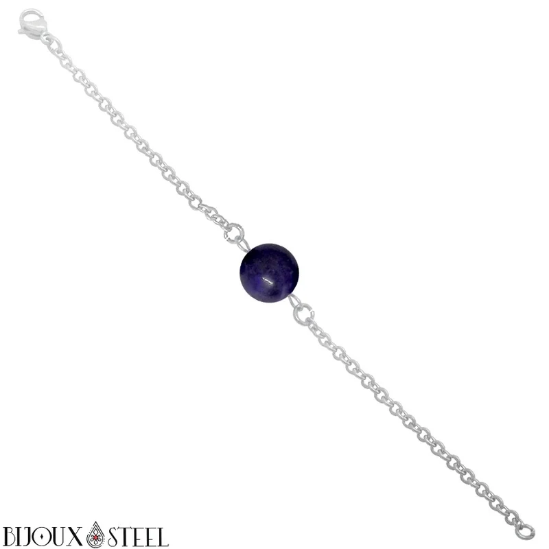 Bracelet à perle de sodalite en acier inoxydable